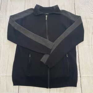 Smartwool 100% Merino Wool Black and Gray Zip Up Sweater Medium